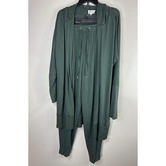 Soma Set WKND Soft Brushed Terry Hooded Cardigan & Jogger 2 Piece Green Medium - Picture 16 of 16